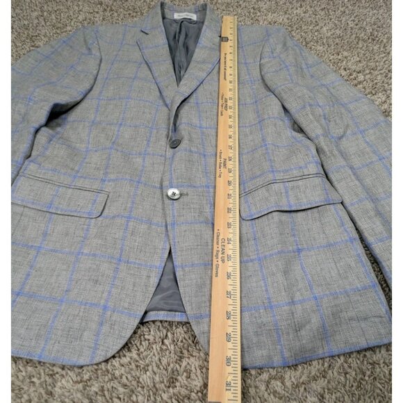 Ralph Lauren LRL Blazer Jacket Mens 38R Grey Windowpane Check Linen Sport Coat - Picture 9 of 10